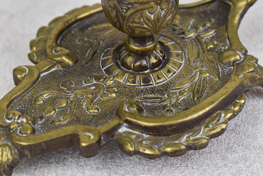 Vintage Rococo Revival Brass Chamberstick Candle Holder