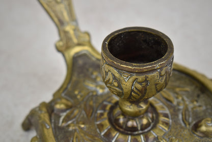 Vintage Rococo Revival Brass Chamberstick Candle Holder
