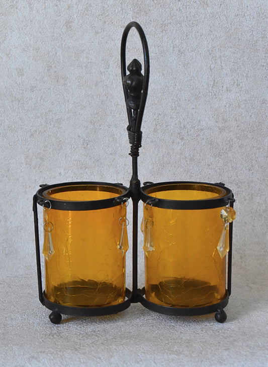 Vintage Double Hurricane Candle Holder