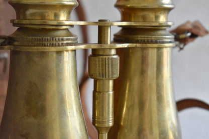 WWI British Military Brass Binoculars with Leather Case, 1917