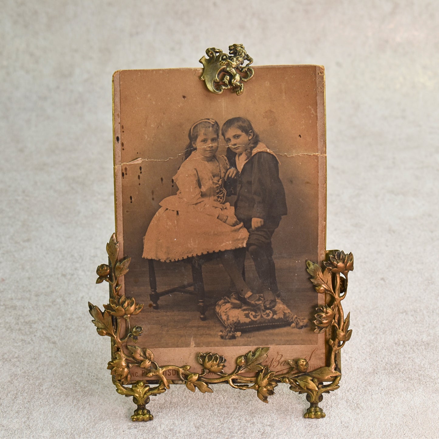 French Late 19th-Century Gilt Metal Portrait Frame, Paris 1889