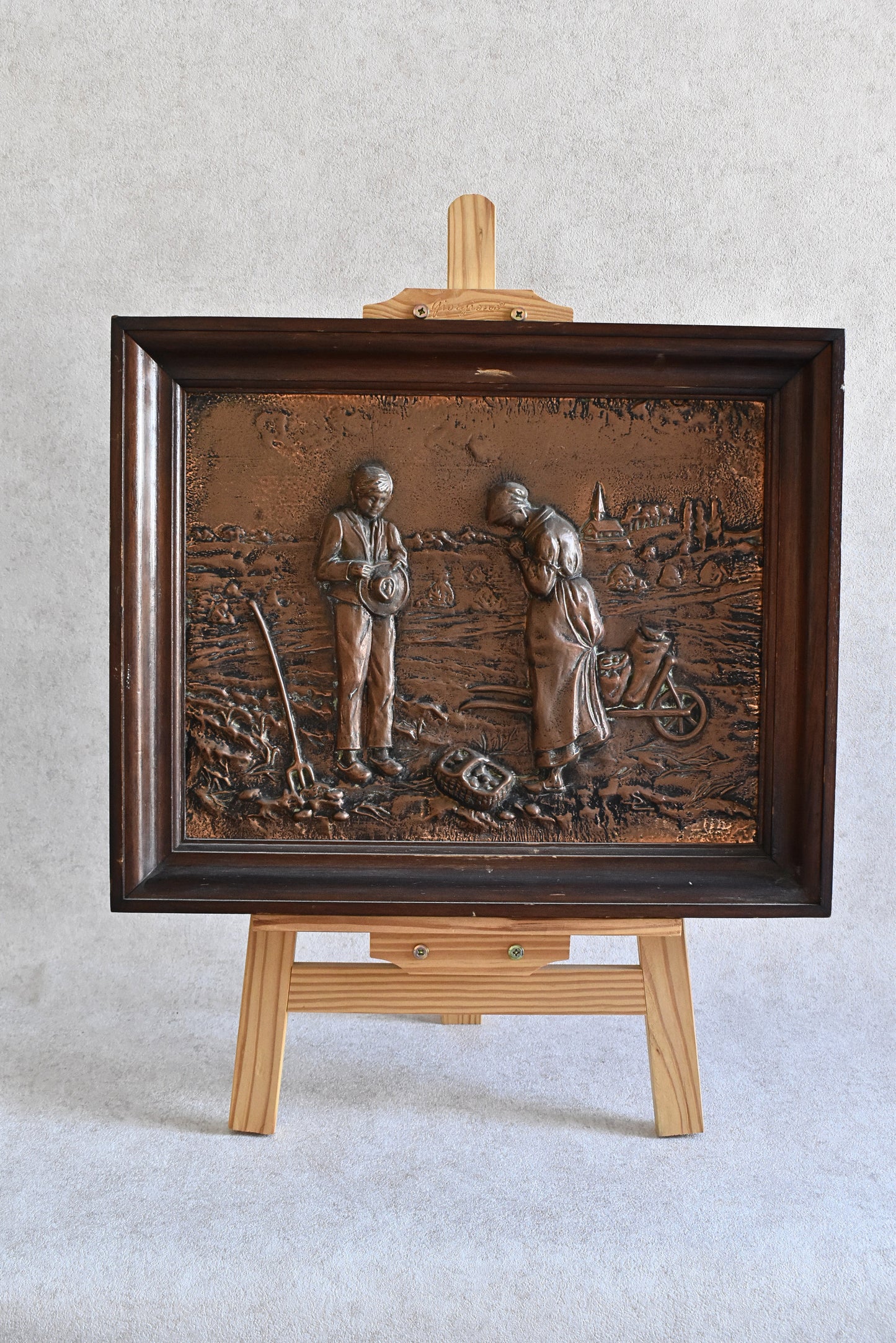 Vintage Pressed Copper Framed Art 1960s-1970s