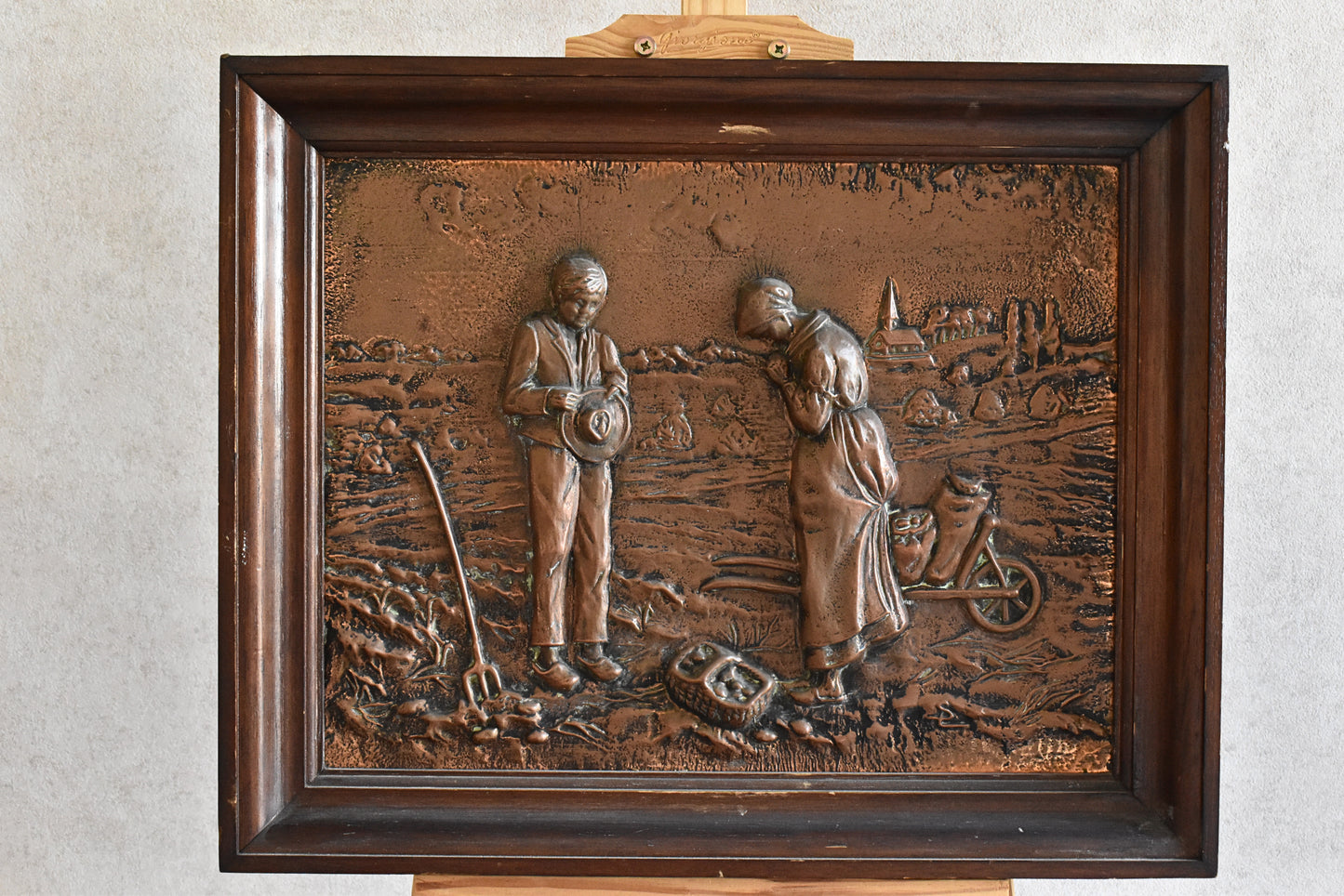 Vintage Pressed Copper Framed Art 1960s-1970s