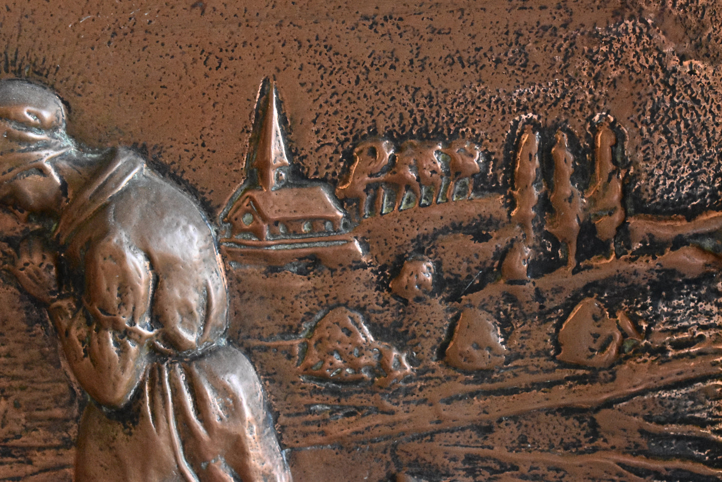 Vintage Pressed Copper Framed Art 1960s-1970s