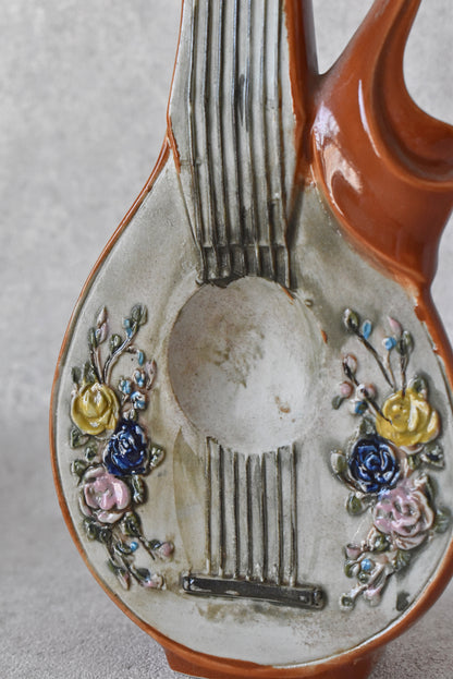 French Figural Ceramic Lyre Bottle