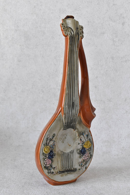 French Figural Ceramic Lyre Bottle