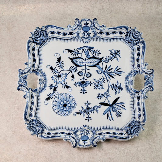Meissen Blue Onion Porcelain Coffee Set, with Rococo Tray