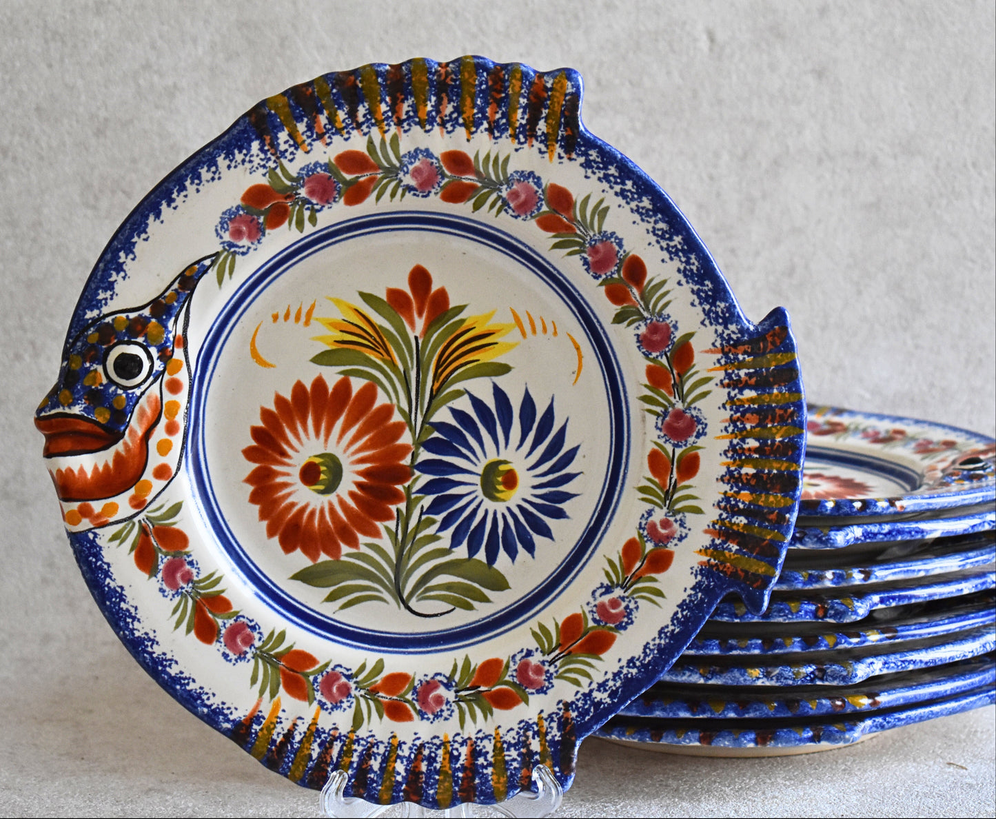 French Henriot Quimper Fish Dinner Service