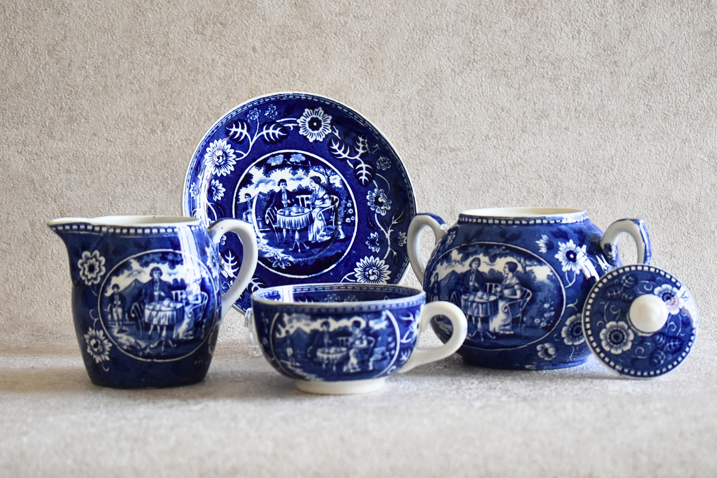 Victorian-Era Société Céramique Delftware Tea Set