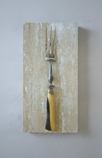 Vintage French Carving Fork with Horn Handle, 1900s