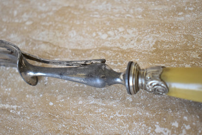 Vintage French Carving Fork with Horn Handle, 1900s