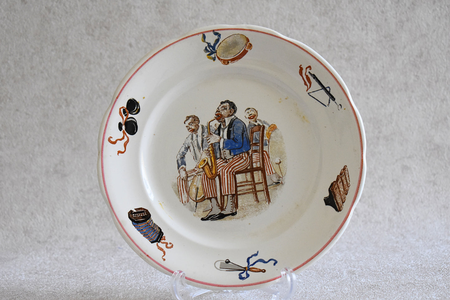 Vintage French Sarreguemines Digoin Jazz Plates – Set of 11 (Circa 1920s–30s)
