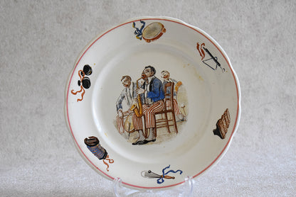 Vintage French Sarreguemines Digoin Jazz Plates – Set of 11 (Circa 1920s–30s)