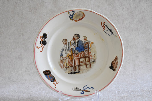 Vintage French Sarreguemines Digoin Jazz Plates – Set of 11 (Circa 1920s–30s)