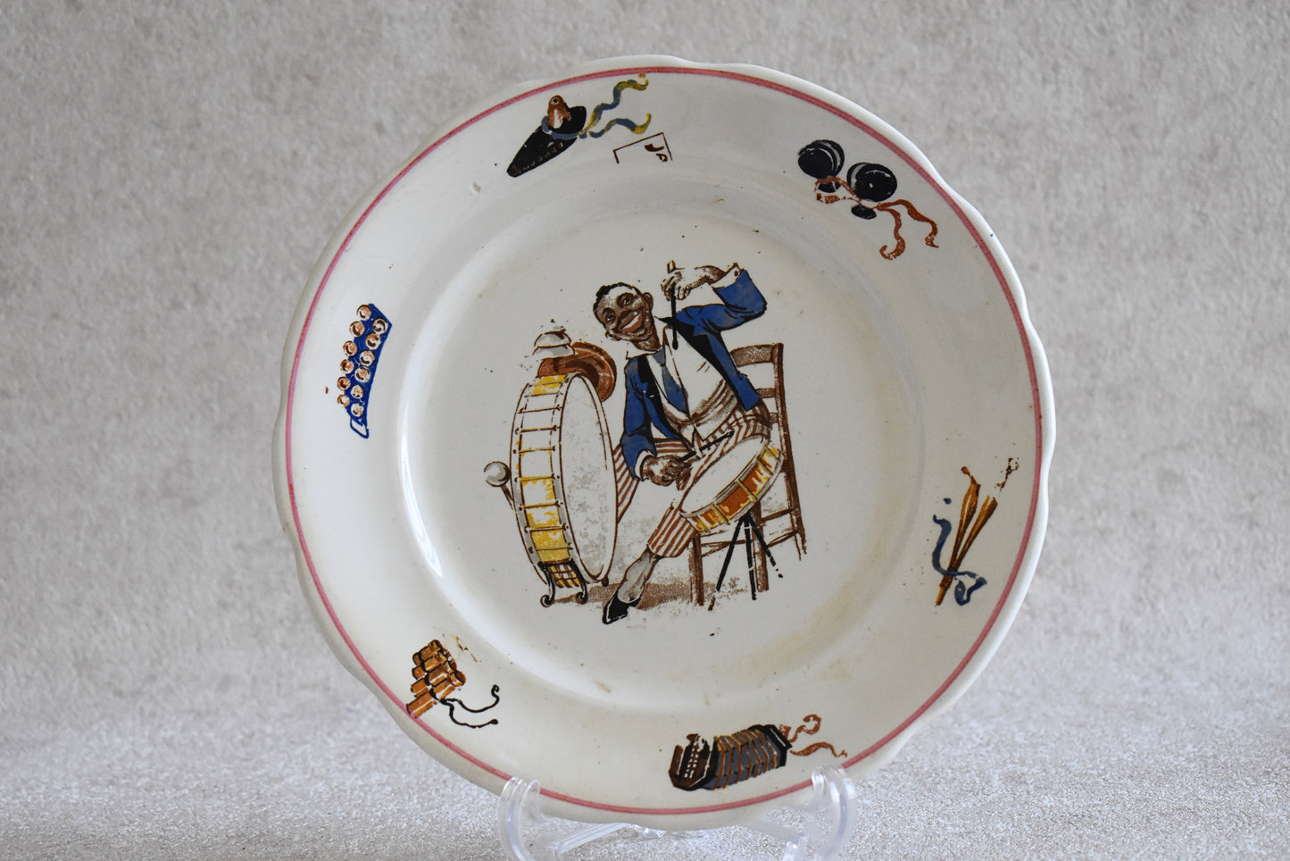 Vintage French Sarreguemines Digoin Jazz Plates – Set of 11 (Circa 1920s–30s)