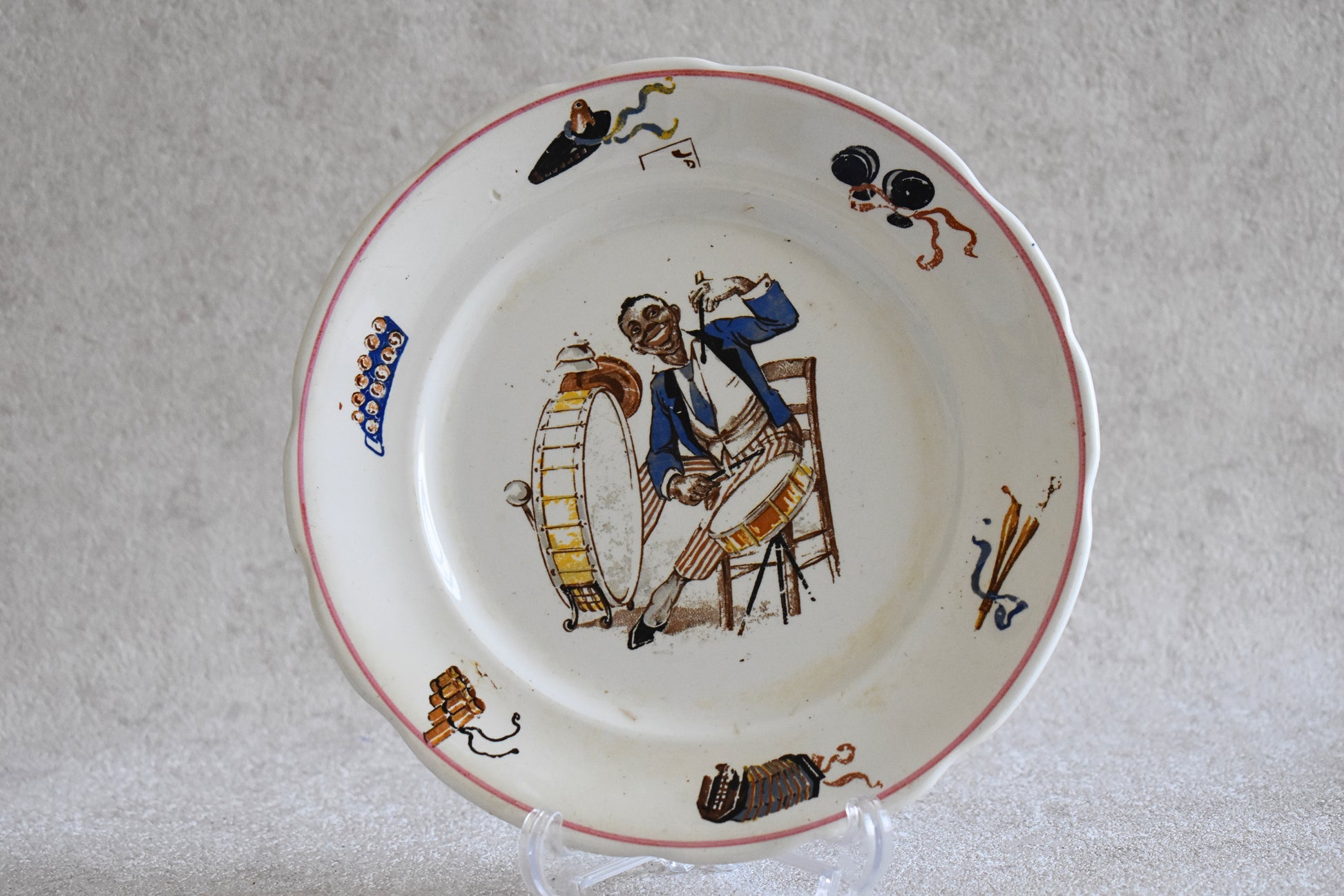 Vintage French Sarreguemines Digoin Jazz Plates – Set of 11 (Circa 1920s–30s)