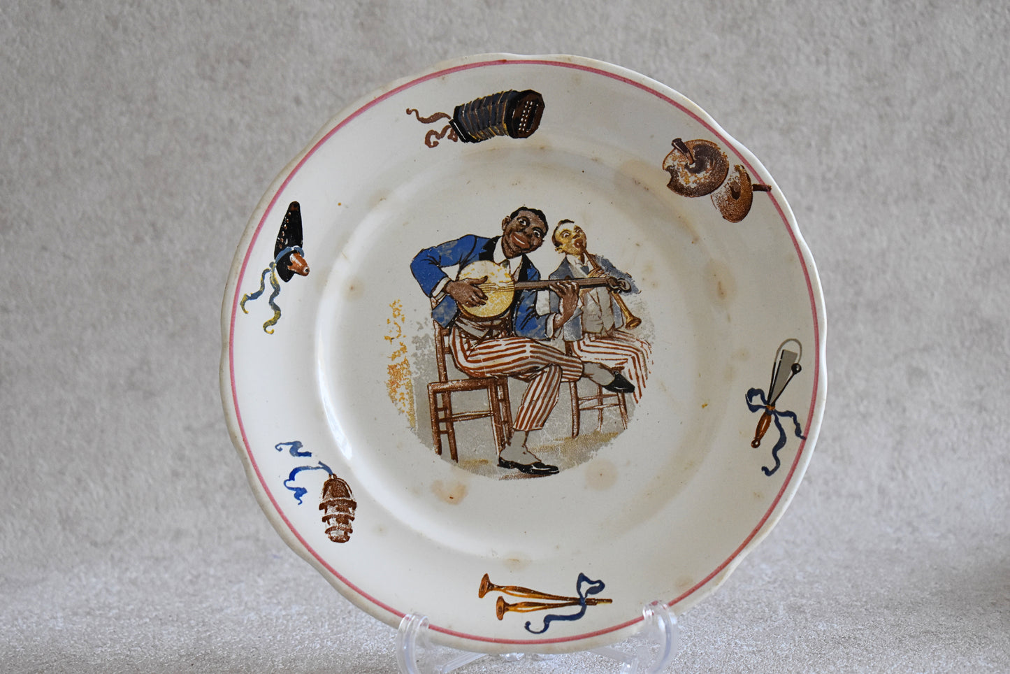 Vintage French Sarreguemines Digoin Jazz Plates – Set of 11 (Circa 1920s–30s)