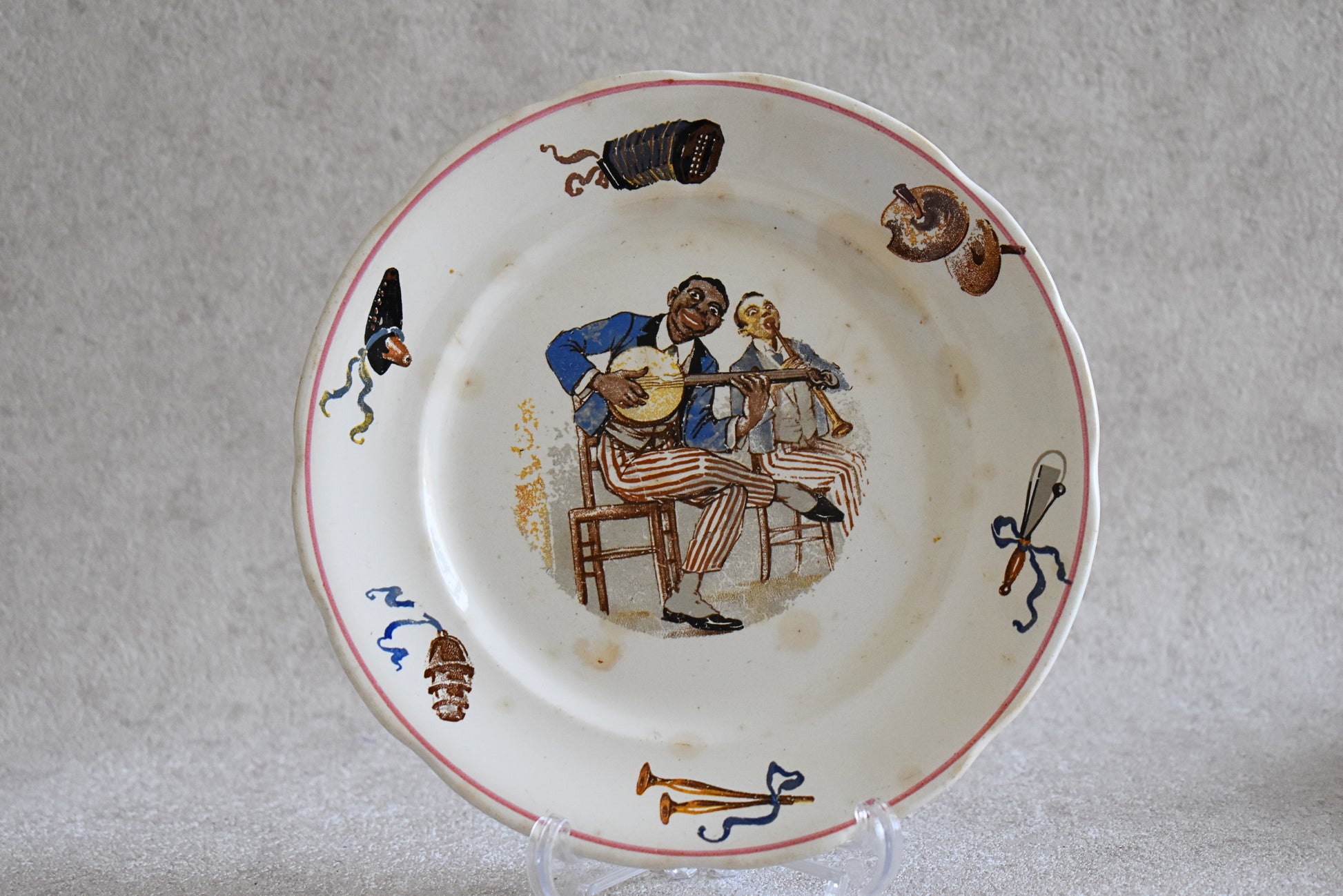 Vintage French Sarreguemines Digoin Jazz Plates – Set of 11 (Circa 1920s–30s)