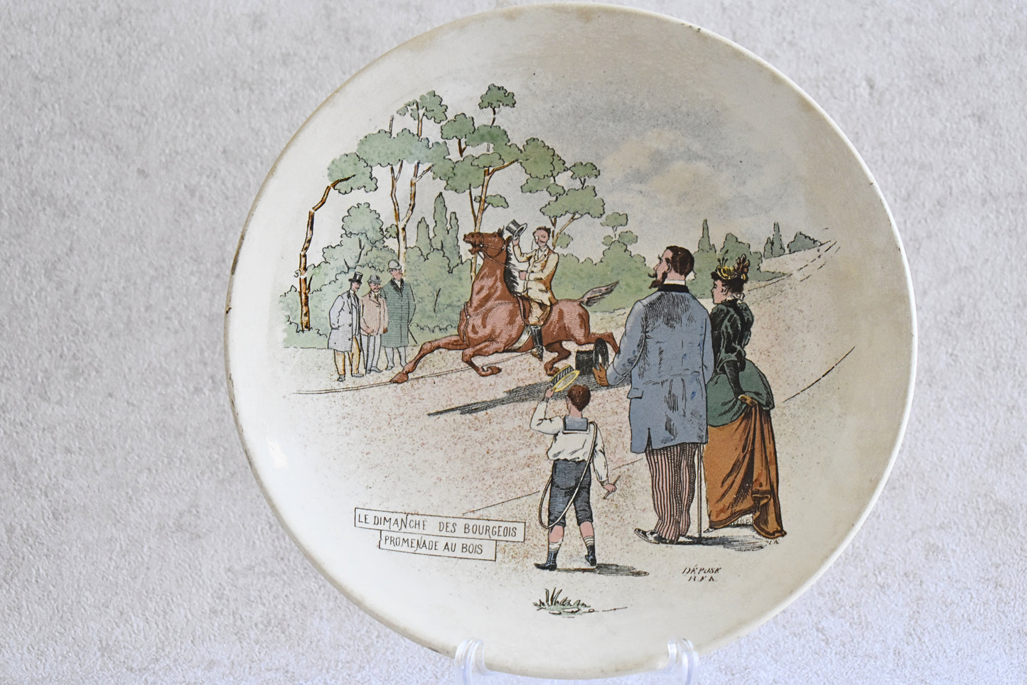 Antique Boch Frères Keramis Faience Plates, Set of 2