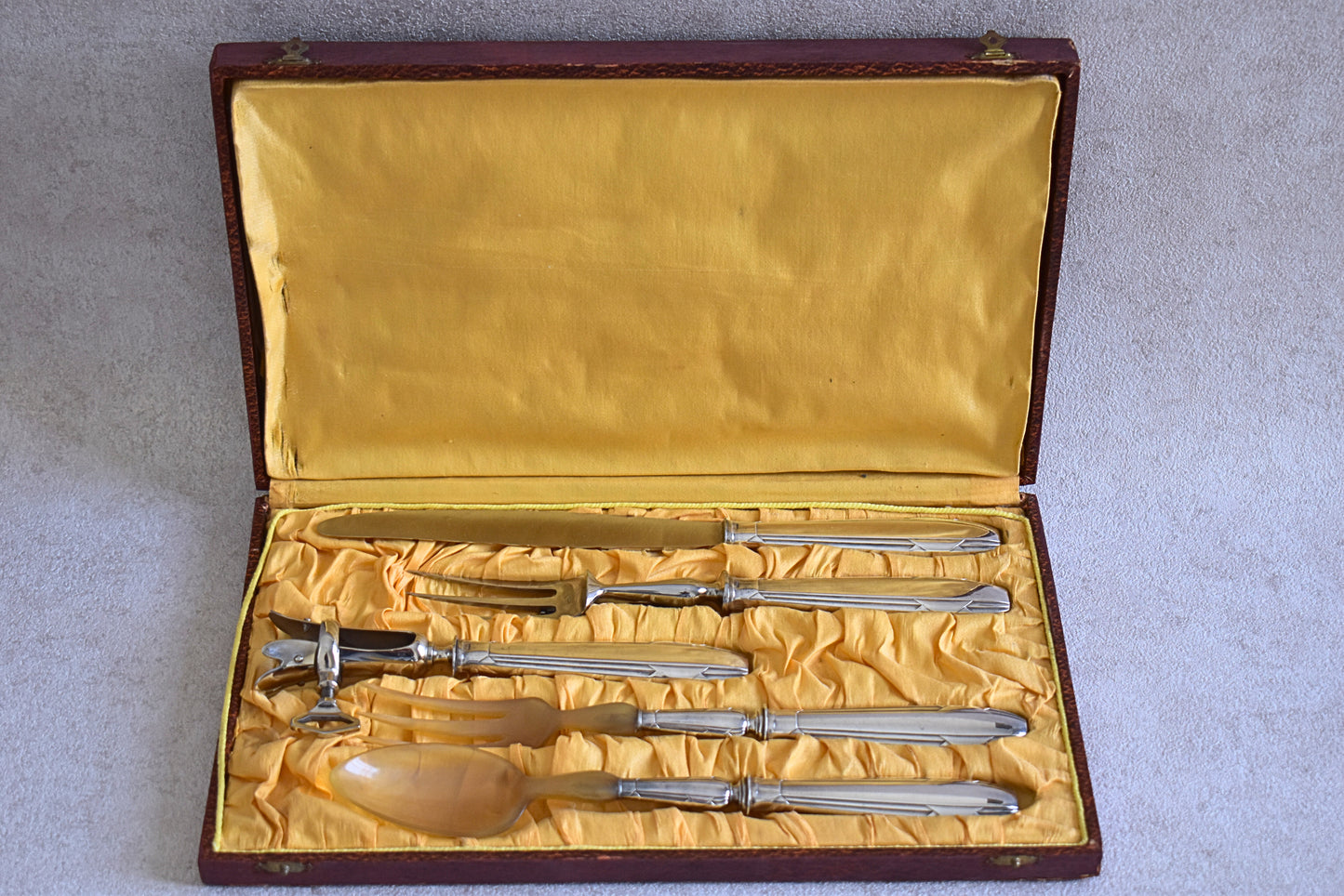 1930s French Silver-Plated Lamb Carving Set