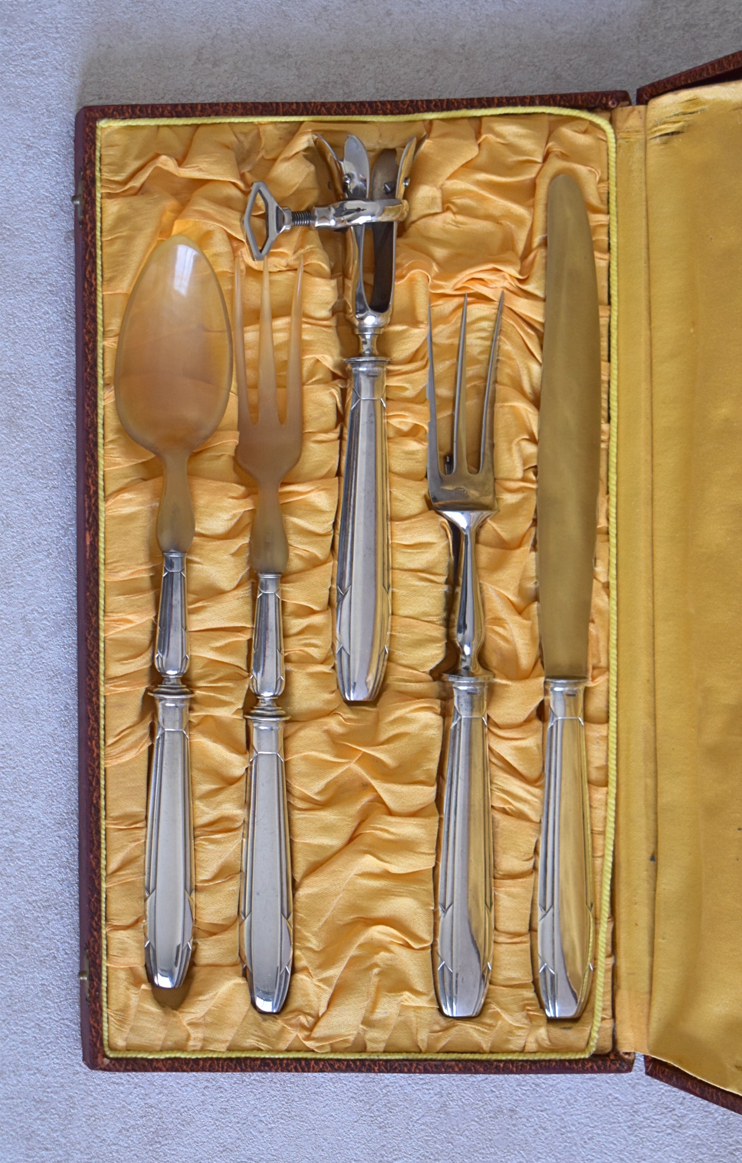 1930s French Silver-Plated Lamb Carving Set