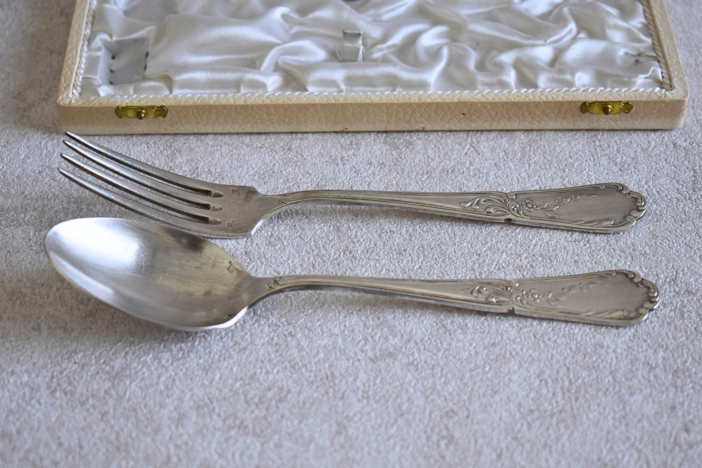Antique French Floral Flatware Set of 2