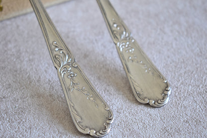 Antique French Floral Flatware Set of 2