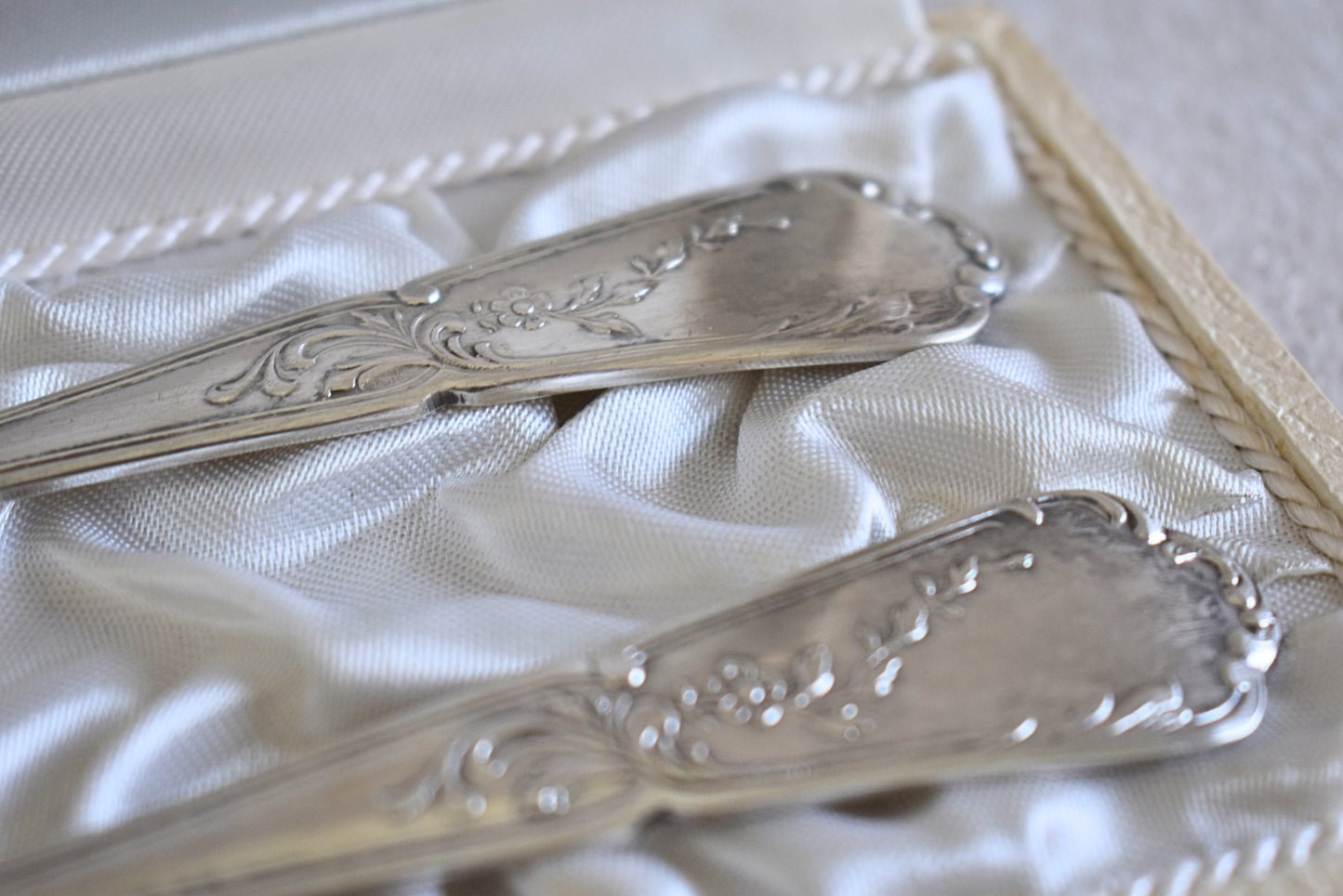 Antique French Floral Flatware Set of 2
