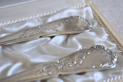 Antique French Floral Flatware Set of 2