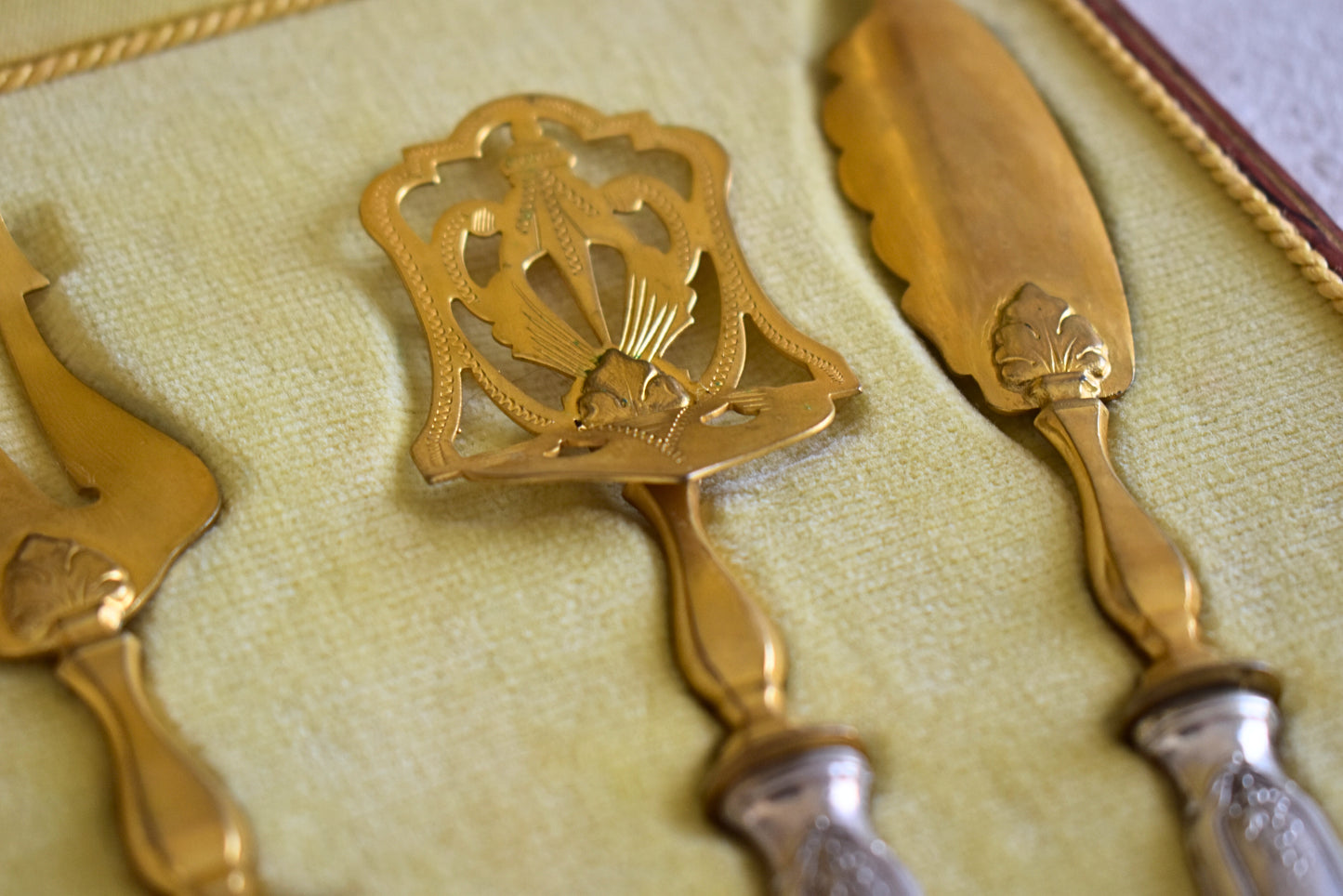 Antique French Silver & Gilt Serving Set, Minerva Hallmark, c. 1880–1920