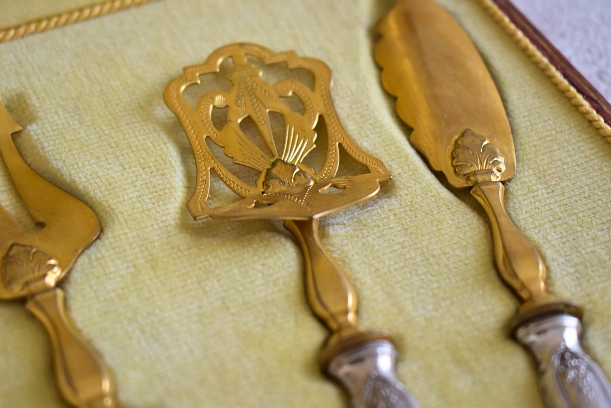 Antique French Silver & Gilt Serving Set, Minerva Hallmark, c. 1880–1920