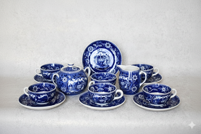 Victorian-Era Société Céramique Delftware Tea Set