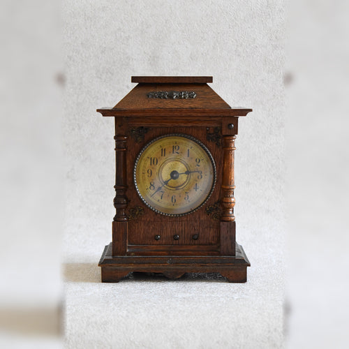 Antique French Oak Junghans Mantel Clock