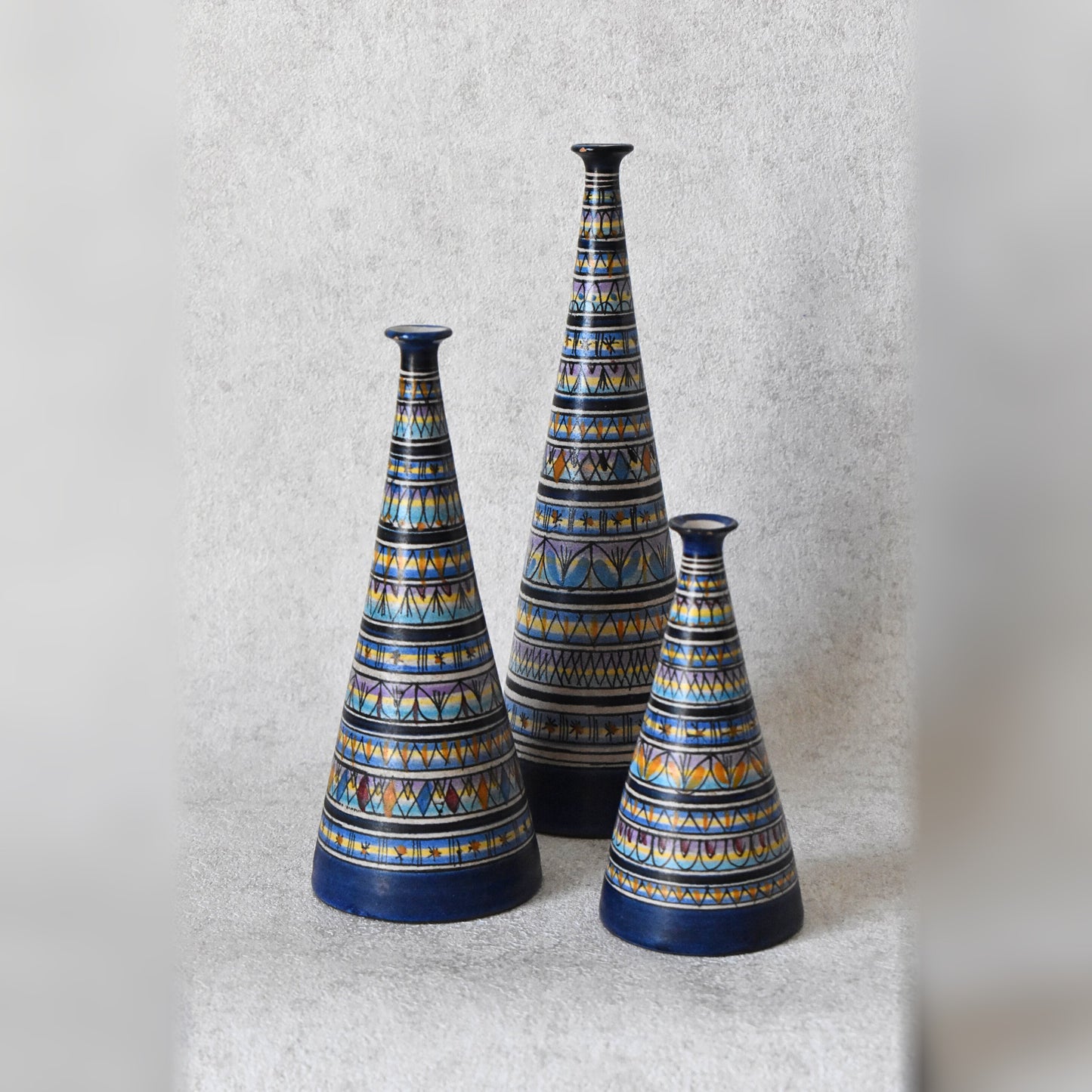 Maratea Ceramic Vase Set, Italy Mid-20th Century