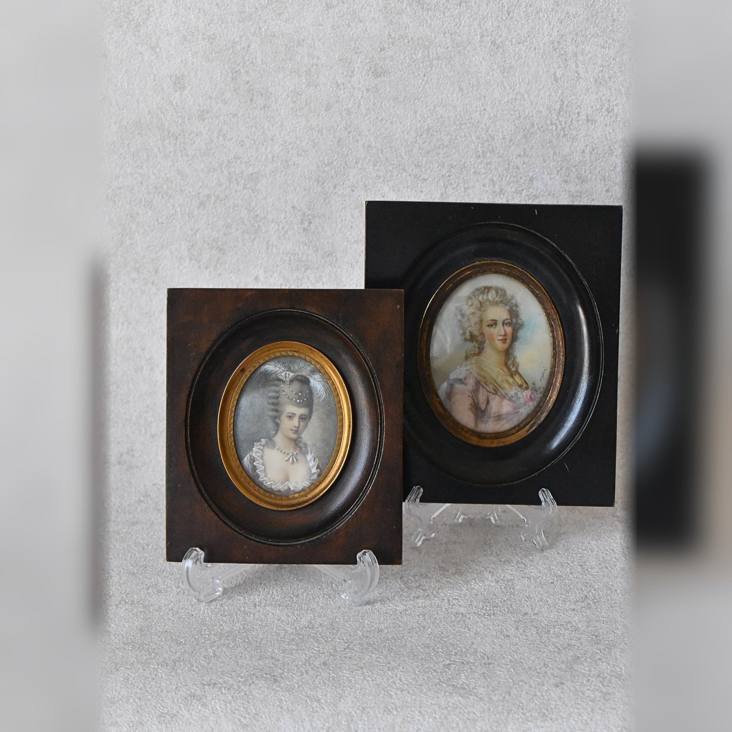 Pair of French Portrait Miniatures, 19th Century Revival