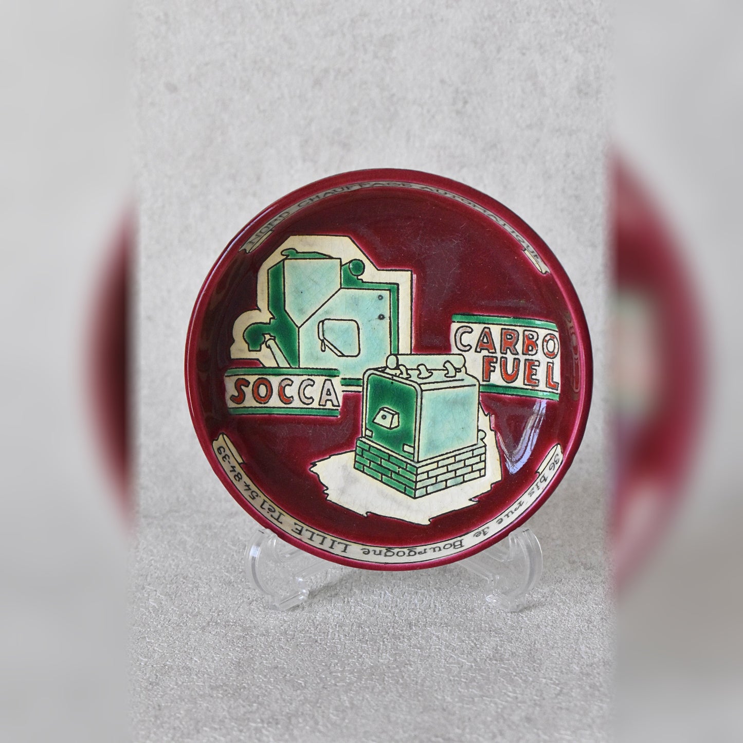 Longwy Hand-Decorated Ceramic Advertising Ashtray