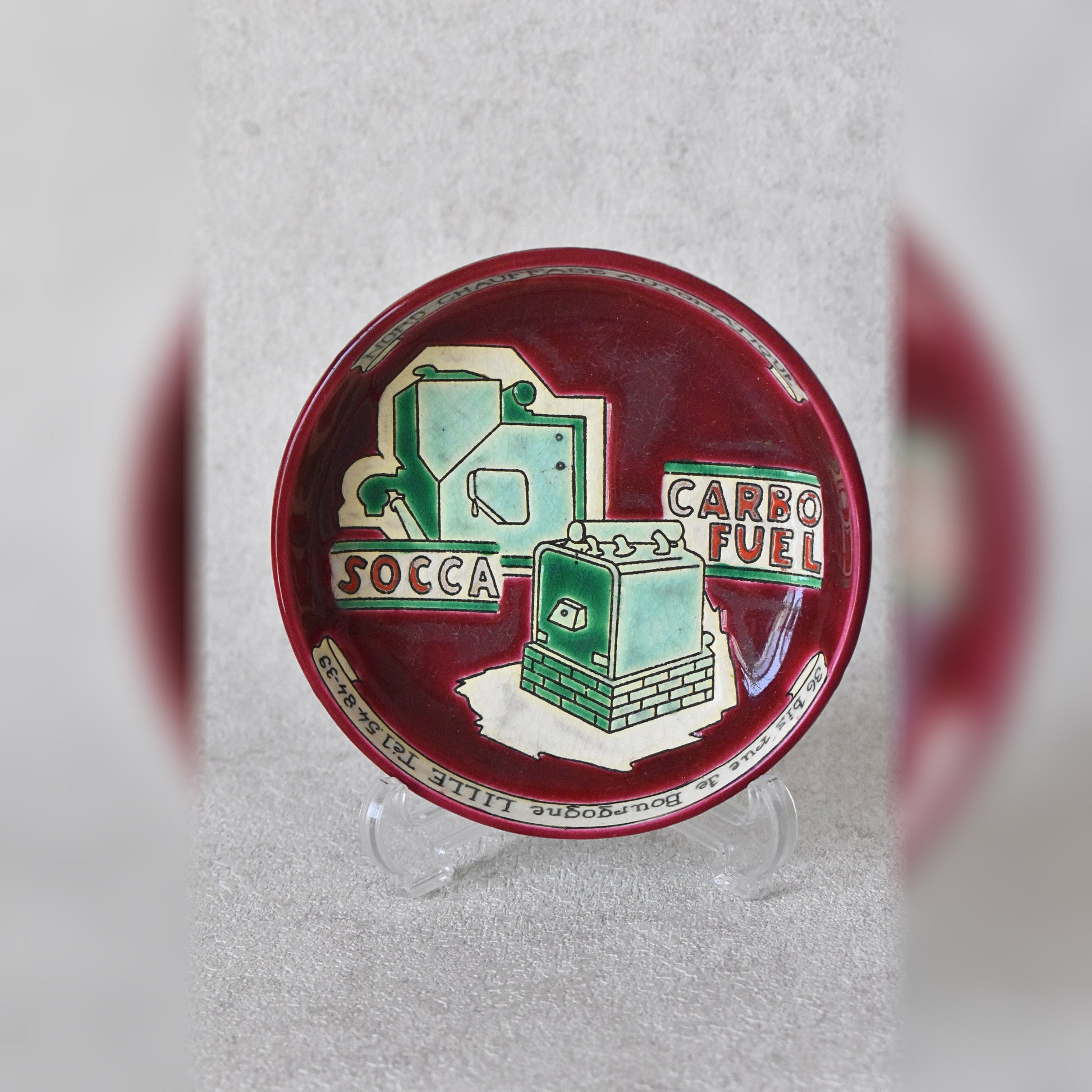 Longwy Hand-Decorated Ceramic Advertising Ashtray