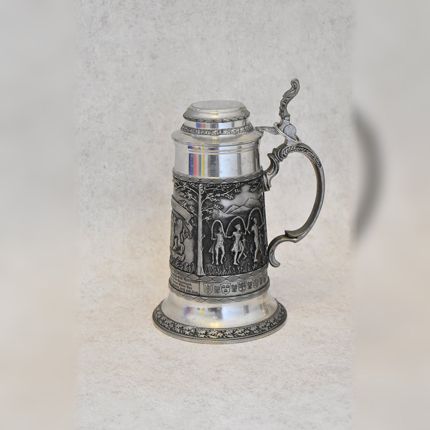 German Pewter Beer Stein – Bavaria, Early 20th Century