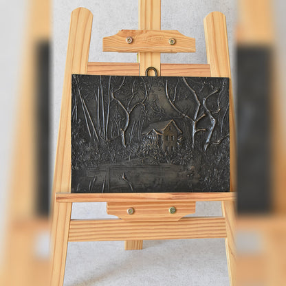 Vintage French Cast Metal Wall Plaque by Bolot R. 1930–1950