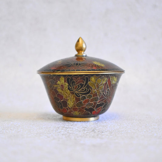 Vintage Chinese Cloisonné Powder Pot