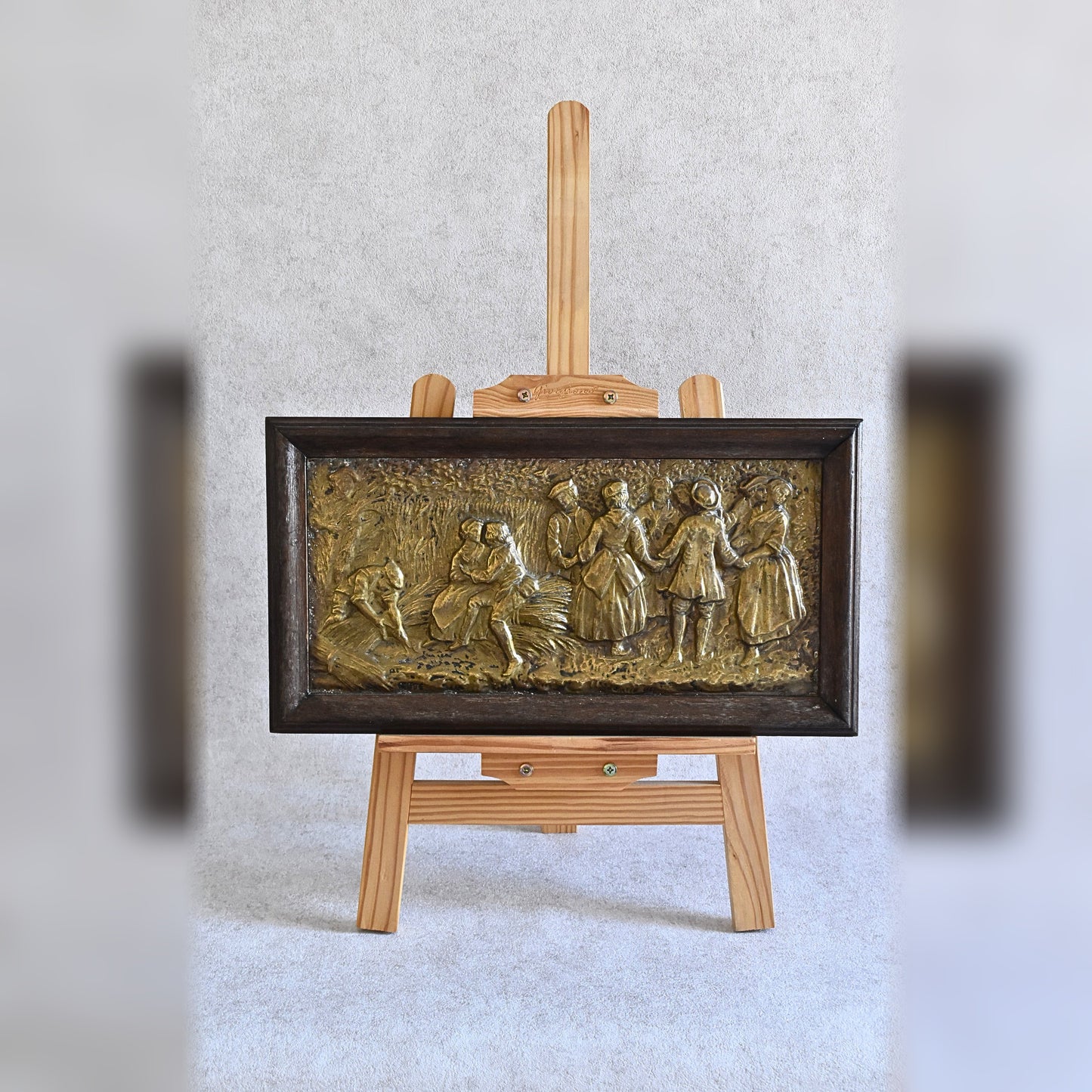 “L’Été” Vintage Repoussé Brass Wall Plaque
