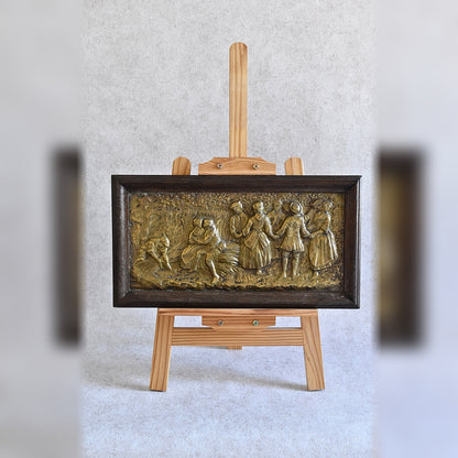 “L’Été” Vintage Repoussé Brass Wall Plaque