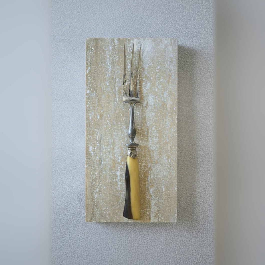Vintage French Carving Fork with Horn Handle, 1900s