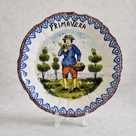 Vintage Italian Maiolica Plate "Primavera" by Bassano, Mid-20th Century