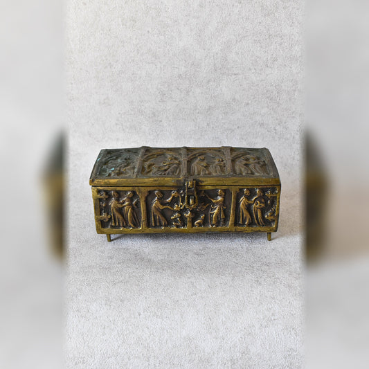 Antique Gothic Revival Reliquary-Style Brass Casket, c. 1880–1930