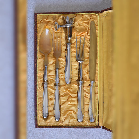 1930s French Silver-Plated Lamb Carving Set