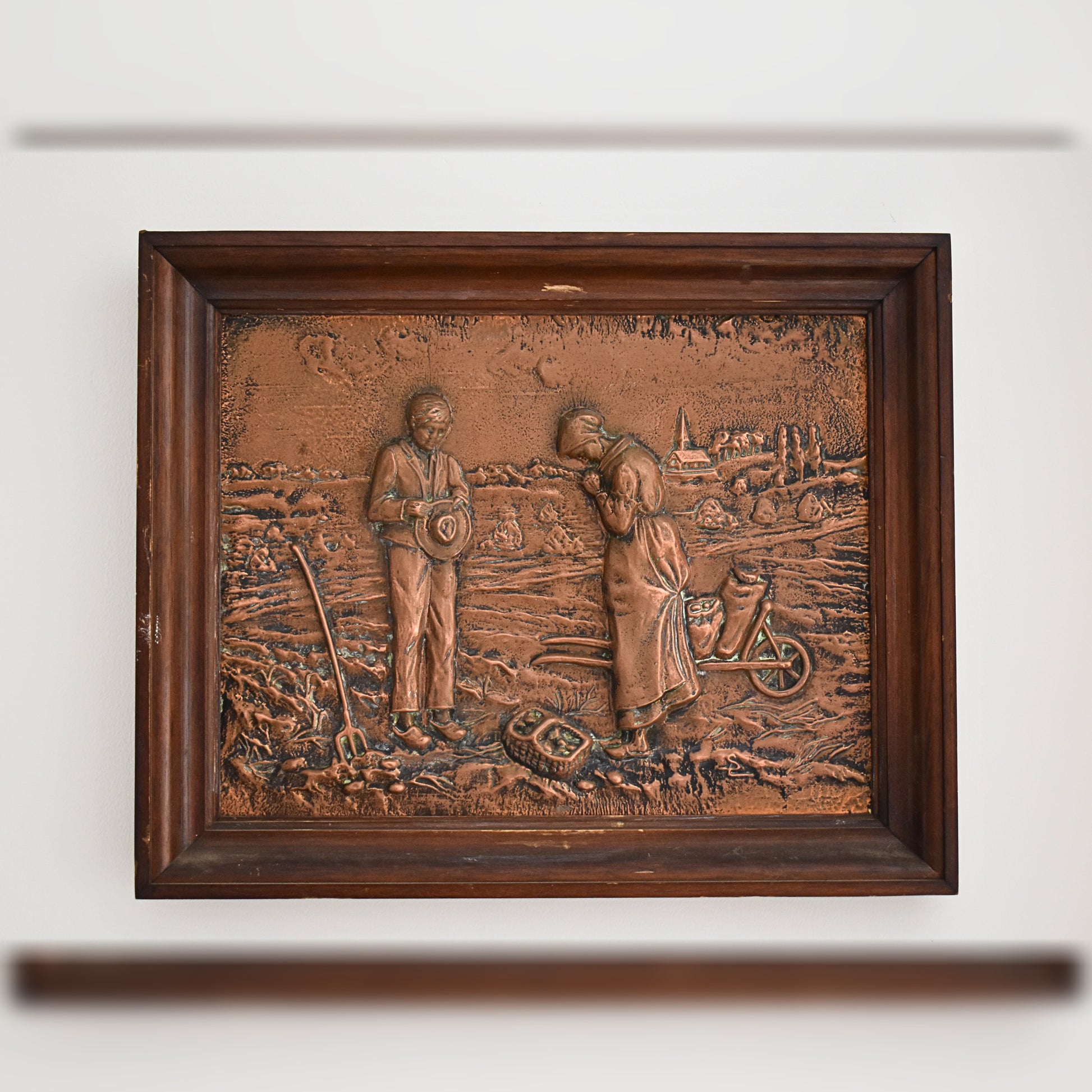 Vintage Pressed Copper Framed Art 1960s-1970s