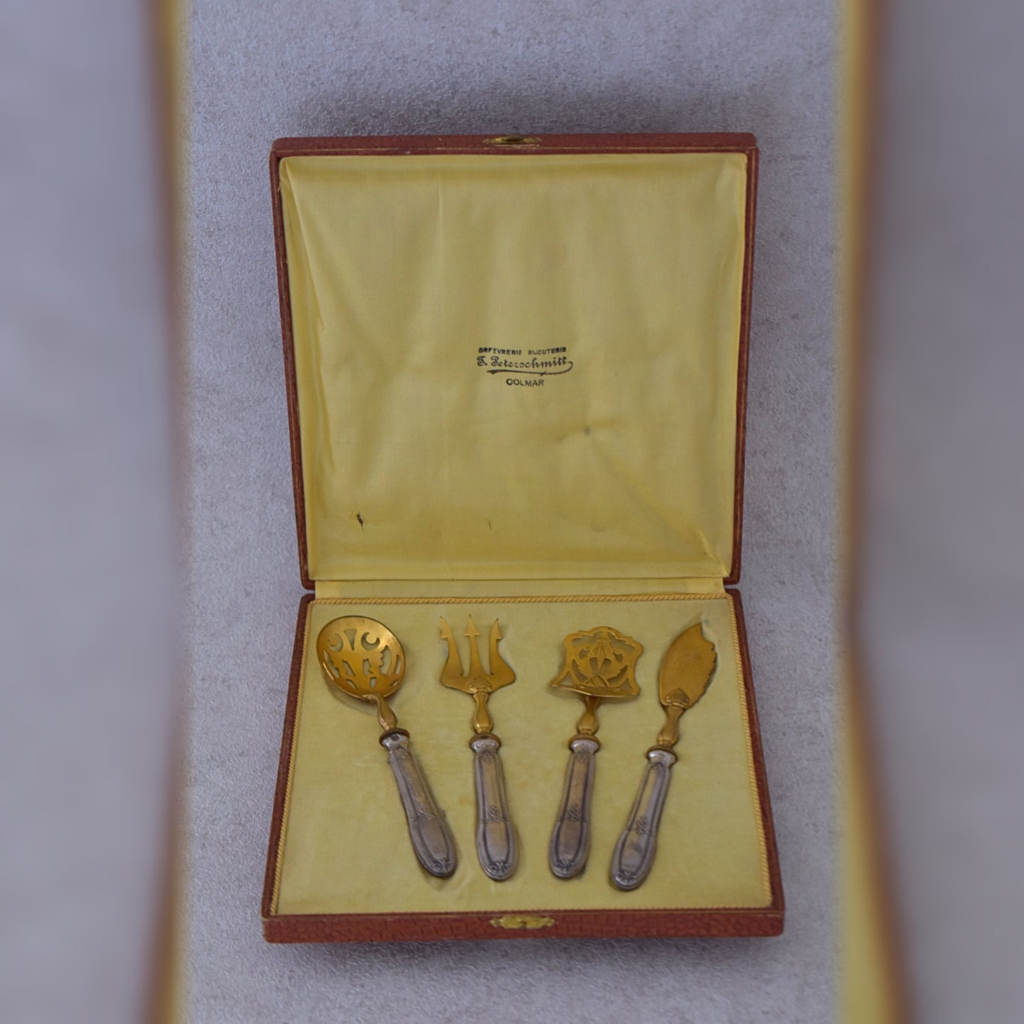 Antique French Silver & Gilt Serving Set, Minerva Hallmark, c. 1880–1920