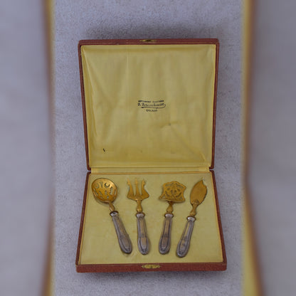 Antique French Silver & Gilt Serving Set, Minerva Hallmark, c. 1880–1920