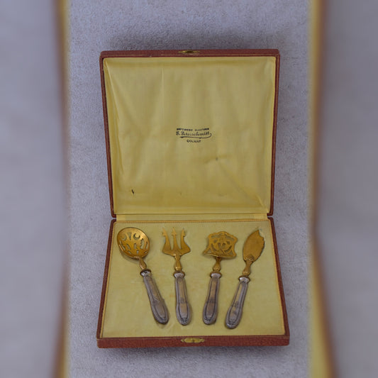 Antique French Silver & Gilt Serving Set, Minerva Hallmark, c. 1880–1920